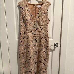 Dress the Population Blush Pink Floral Midi Sheath Dress